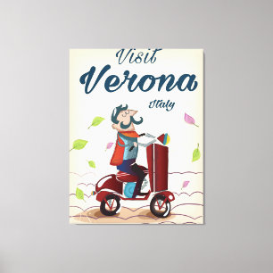 Verona Italiaanse scooter-reisposter Canvas Afdruk