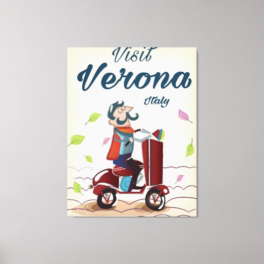 Verona Italiaanse scooter-reisposter Canvas Afdruk (Voorkant)