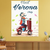 Verona Italiaanse scooter-reisposter Canvas Afdruk (Insitu (Woonkamer))