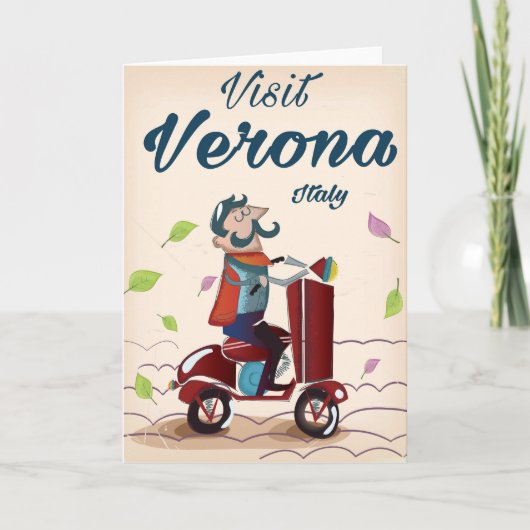 Verona Italiaanse scooter-reisposter Feestdagen Kaart (Voorkant)