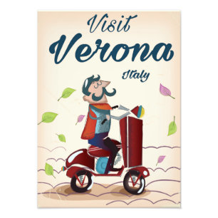 Verona Italiaanse scooter-reisposter Foto Afdruk
