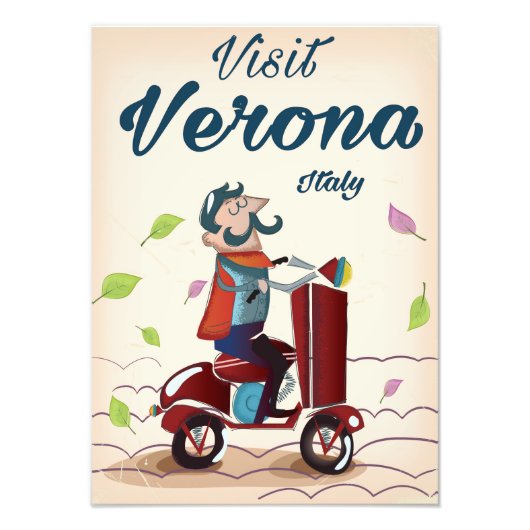 Verona Italiaanse scooter-reisposter Foto Afdruk (Voorkant)