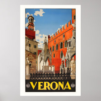Verona Italië 1938 - Oude Reisposter in Vintage St Poster