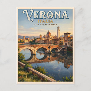 Verona Italië Adige Rivier Reis uit het verleden Briefkaart