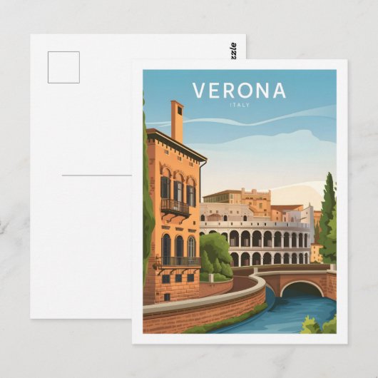 Verona Italië Beroemde Reisplaats Briefkaart (Voorkant / Achterkant)