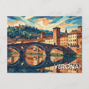 Verona Italië Brug Reis Briefkaart