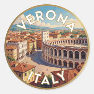 Verona Italië Historische Reis Scene ☀️ Ronde Sticker