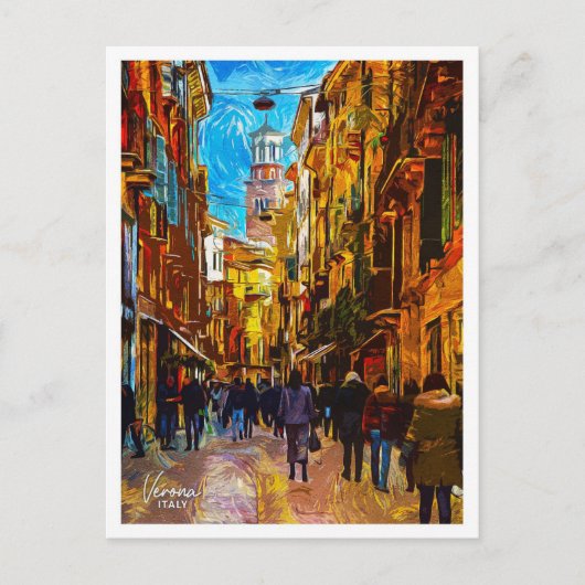 Verona Italië Mooie olieverfstad Briefkaart (Voorkant)