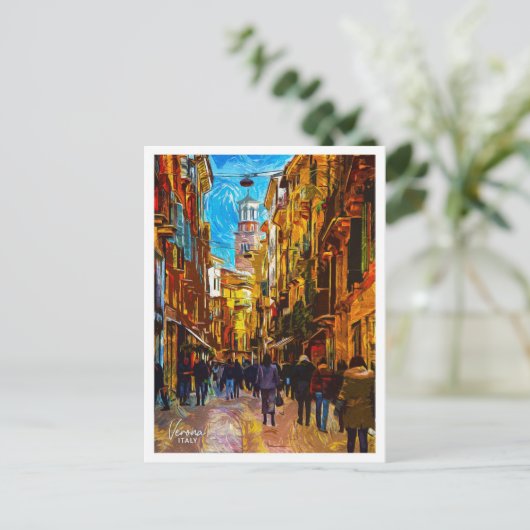 Verona Italië Mooie olieverfstad Briefkaart (Staand voorkant)