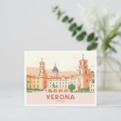 Verona Italië Pastelreizen - Juliet's Balkon Briefkaart (Staand voorkant)