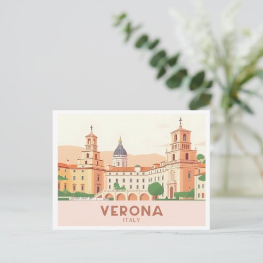 Verona Italië Pastelreizen - Juliet's Balkon Briefkaart (Staand voorkant)