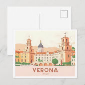 Verona Italië Pastelreizen - Juliet's Balkon Briefkaart (Voorkant / Achterkant)