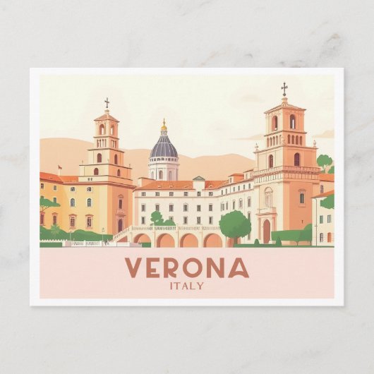 Verona Italië Pastelreizen - Juliet's Balkon Briefkaart (Voorkant)