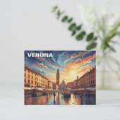 Verona Italië Piazza Reizen Briefkaart (Staand voorkant)