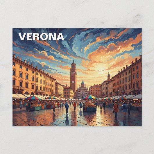 Verona Italië Piazza Reizen Briefkaart (Voorkant)