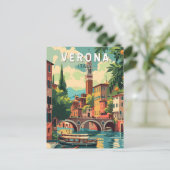Verona Italië Reizen Kunst Vintage Briefkaart (Staand voorkant)