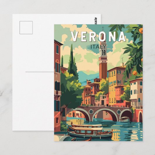 Verona Italië Reizen Kunst Vintage Briefkaart (Voorkant / Achterkant)