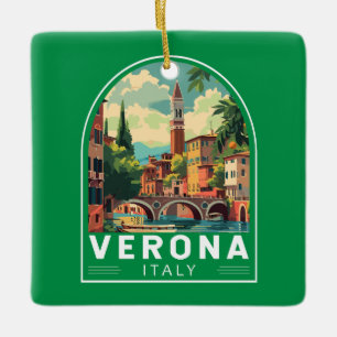 Verona Italië Reizen Kunst Vintage Keramisch Ornament
