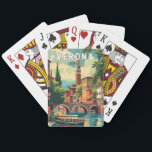 Verona Italië Reizen Kunst Vintage Pokerkaarten<br><div class="desc">Verona retro vector reisontwerp. Verona is een stad in het noorden van de Italiaanse regio Veneto,  met een middeleeuwse oude stad gebouwd tussen de meanderende Adige rivier. Het is beroemd om de setting van Shakespeare's "Romeo en Julia."</div>