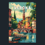 Verona Italië Reizen Kunst Vintage Poster<br><div class="desc">Verona retro vector reisontwerp. Verona is een stad in het noorden van de Italiaanse regio Veneto, met een middeleeuwse oude stad gebouwd tussen de meanderende Adige rivier. Het is beroemd om de setting van Shakespeare's "Romeo en Julia."</div>