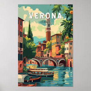 Verona Italië Reizen Kunst Vintage Poster