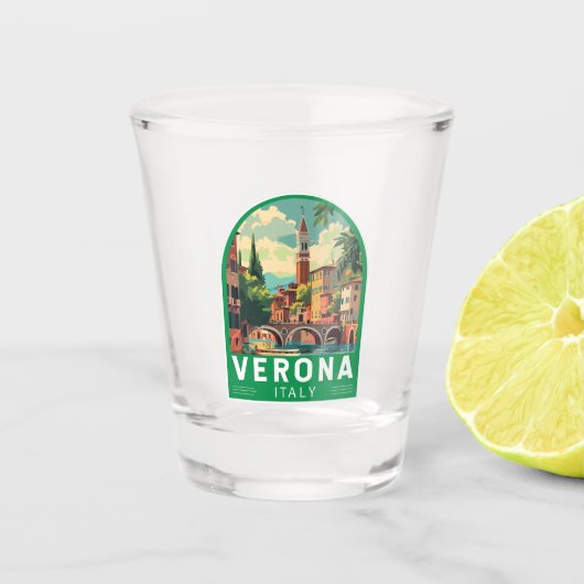 Verona Italië Reizen Kunst Vintage Shot Glas (Voorkant)
