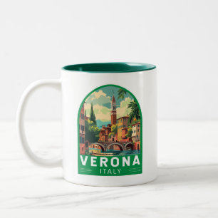 Verona Italië Reizen Kunst Vintage Tweekleurige Koffiemok