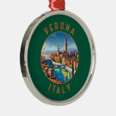 Verona Italië Retro Distressed Circle Metalen Ornament (Rechts)