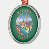 Verona Italië Retro Distressed Circle Metalen Ornament (Links)