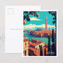 Verona Italië vintage reisillustratie Briefkaart