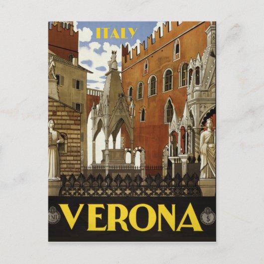 VERONA ITALIË VINTAGE TRAVEL BRIEFKAART (Voorkant)