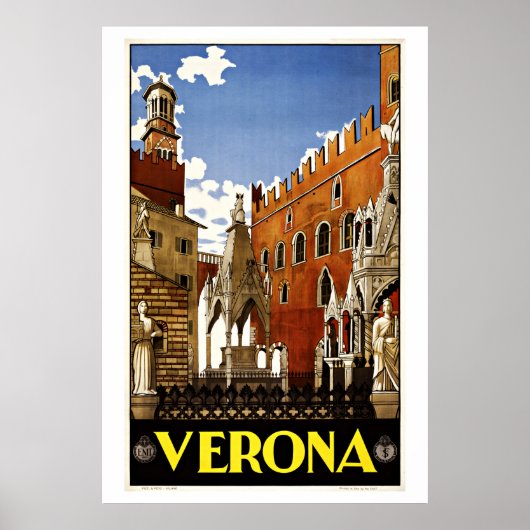 Verona Italy Vintage Travel Poster (Voorkant)