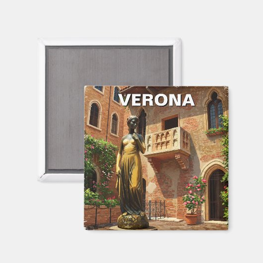 Verona Juliet Standbeeld Balkon Italië Reizen Magneet (Voorkant / Achterkant)