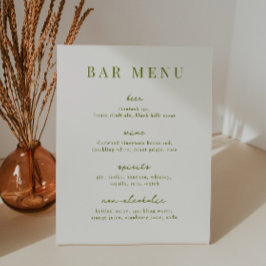 VERONA Moss Green Bar Menu List Reclamebord Met Voetstuk