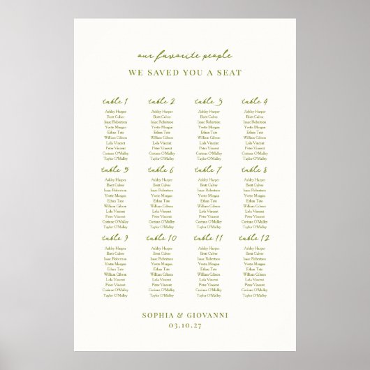 VERONA Moss Wedding Zitplaatsen Plan Poster (Voorkant)