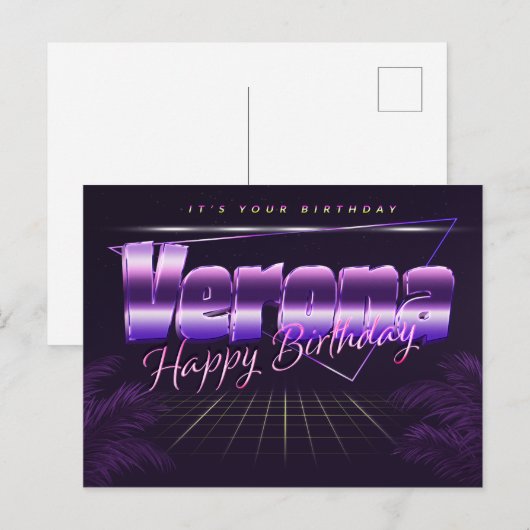 Verona Name Vorname lila Postkarte Geburtstag Briefkaart (Voorkant / Achterkant)