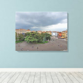 Verona Piazza Bra panoramisch uitzicht canvas prin Afdruk (Insitu (Houten vloer))
