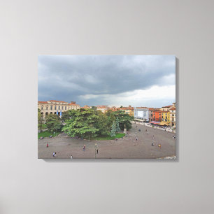 Verona Piazza Bra panoramisch uitzicht canvas prin Afdruk