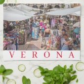 Verona Piazza Erbe uitzicht theedoek (Gevouwen)