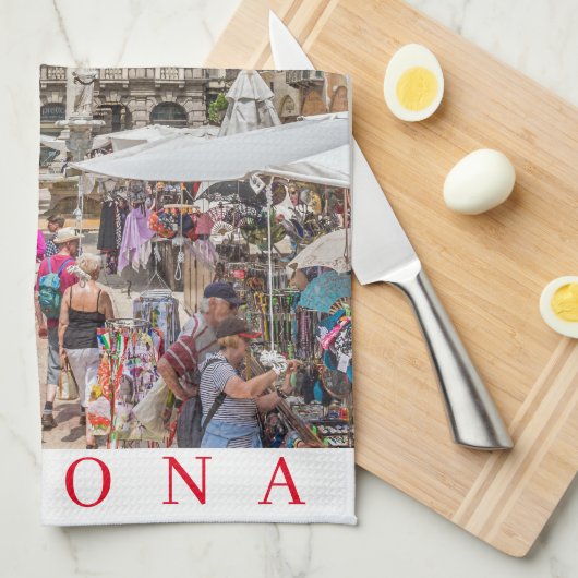 Verona Piazza Erbe uitzicht theedoek (Quarter Fold)