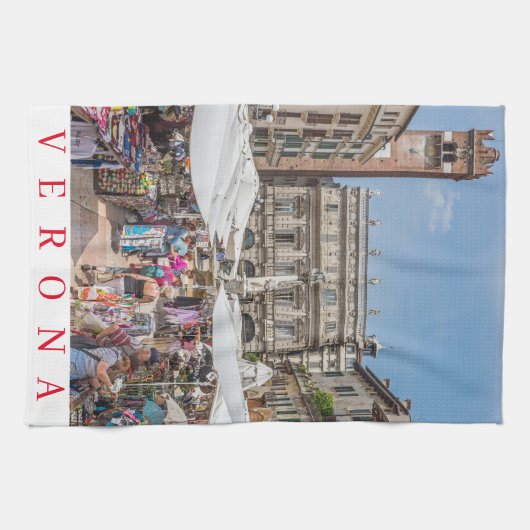 Verona Piazza Erbe uitzicht theedoek (Horizontaal)