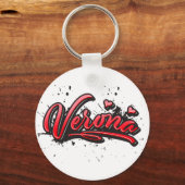 Verona red Heart Graffiti Schlüsselanhänger Sleutelhanger (Voorkant)