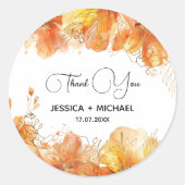 Verona Sunset Bloemen Goud Dank u bruiloft Ronde Sticker (Voorkant)