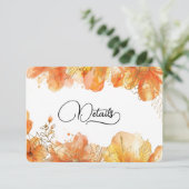 Verona Sunset Bloemen Goud QR Code Trouwdetails Informatiekaartje (Staand voorkant)