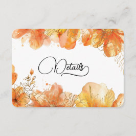 Verona Sunset Bloemen Goud QR Code Trouwdetails Informatiekaartje