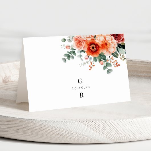 Verona Sunset Bright Sinaasappel Modern Place Card Kaart
