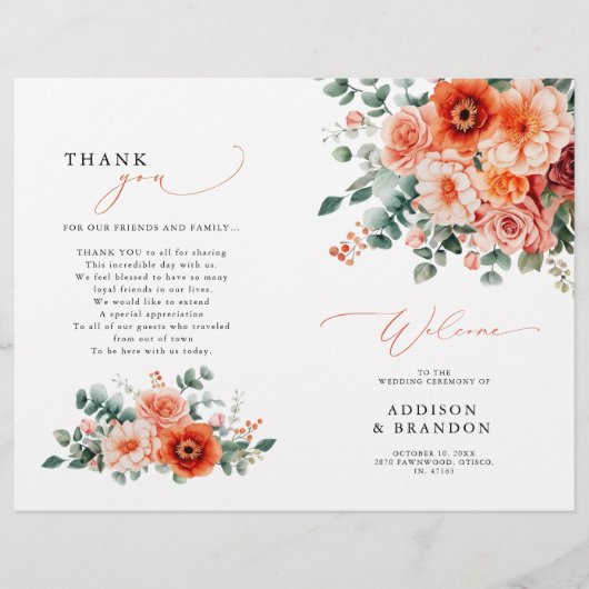 Verona Sunset Bright Sinaasappel Modern Wedding Pr (Voorkant)