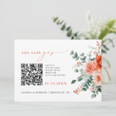 Verona Sunset Bright Sinaasappel Moderne foto QR-c Save The Date (Staand voorkant)