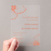 Verona Sunset Clematis Tekening Formele bruiloft � Acryl Uitnodigingen (Insitu (Draagbaar))