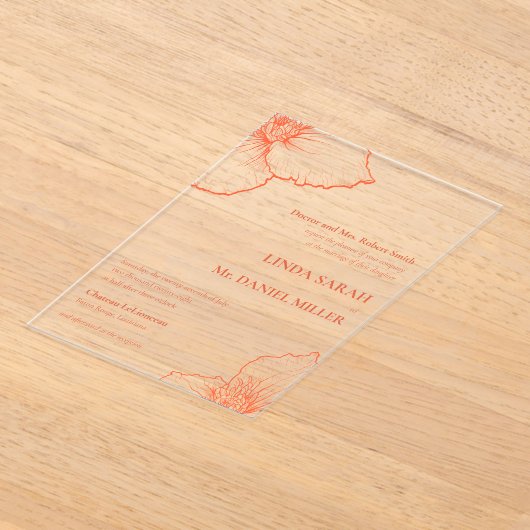 Verona Sunset Clematis Tekening Formele bruiloft � Acryl Uitnodigingen (Laagn)